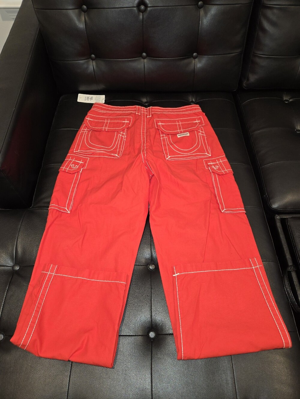 True Religion Red Cargo Pants with Contrast Stitching - Picture 9 of 10